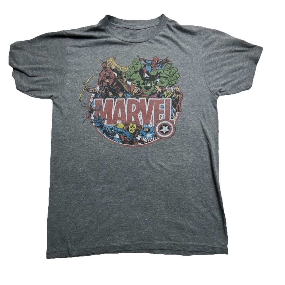 Marvel Gray Jersey Men's Crew Neck Short Sleeve Graphic T-Shirt Spider-Man Hulk